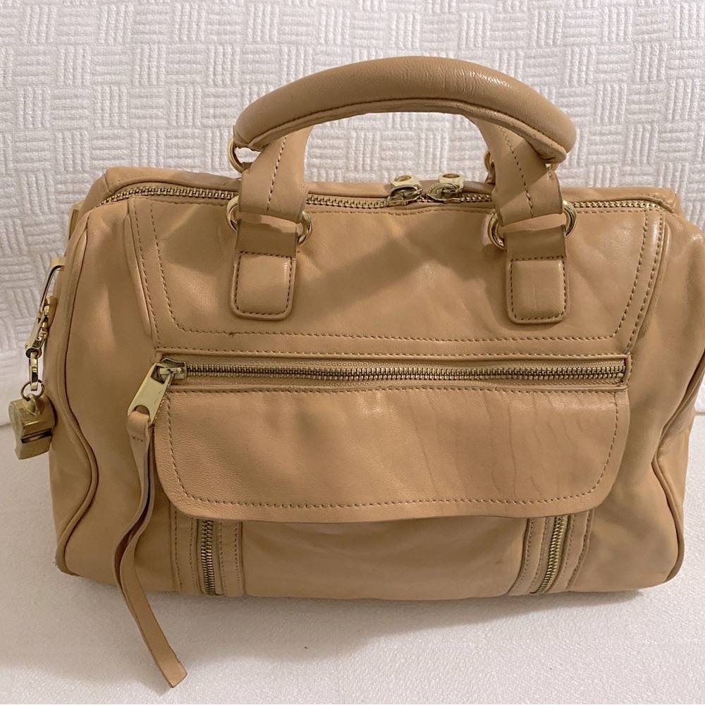 Cynthia Rowley Tan Satchel with Gold-Tone Hardware